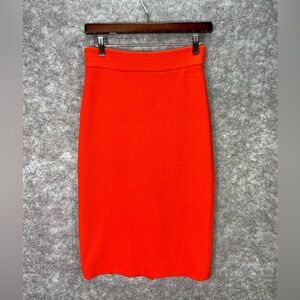 Ann Taylor Skirt Womens 2P Orange Textured Knit Lined Pencil Petite Career